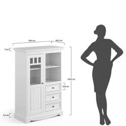 Wohnen Highboards<Landhaus Highboard in Weiß und Nussbaum Braun - Manipur