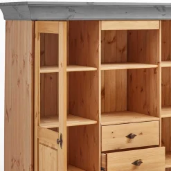 Wohnen Highboards<Landhaus Highboard mit Glas aus Kiefer - Eshelas