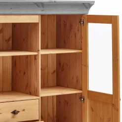 Wohnen Highboards<Landhaus Highboard mit Glas aus Kiefer - Eshelas