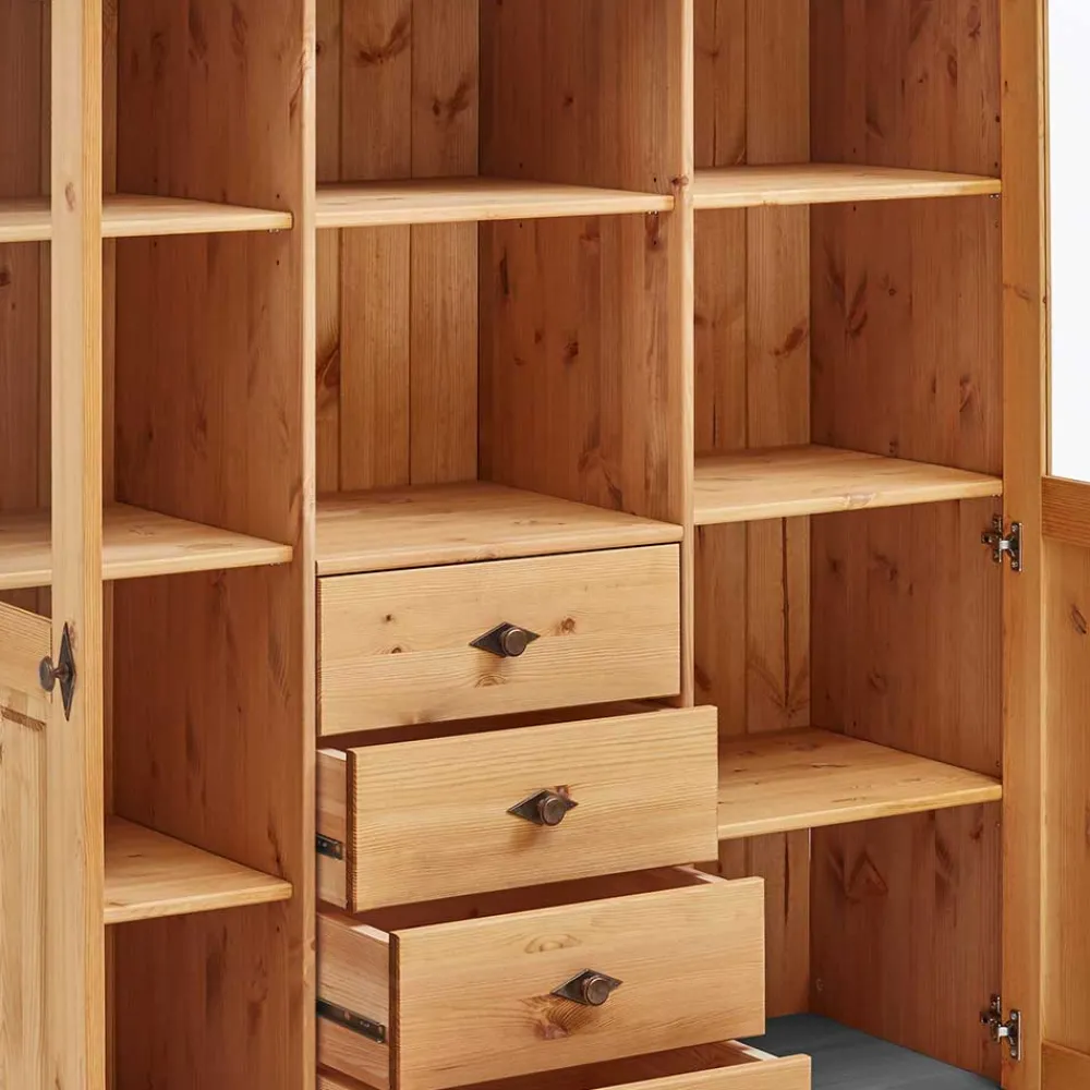 Wohnen Highboards<Landhaus Highboard mit Glas aus Kiefer - Eshelas