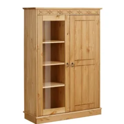 Wohnen Highboards|Vitrinen<Landhaus Highboard Vitrine aus Kiefer - Goro