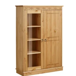 Wohnen Highboards|Vitrinen<Landhaus Highboard Vitrine aus Kiefer - Goro