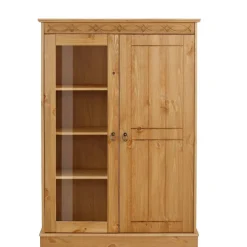 Wohnen Highboards|Vitrinen<Landhaus Highboard Vitrine aus Kiefer - Goro