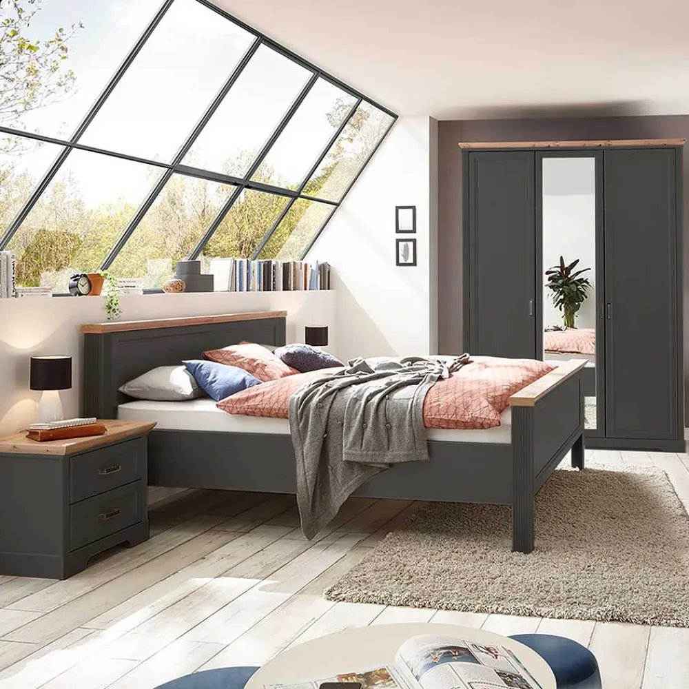 Wohnen Kleiderschränke<Landhaus Kleiderschrank mit Spiegel - Zenuvra