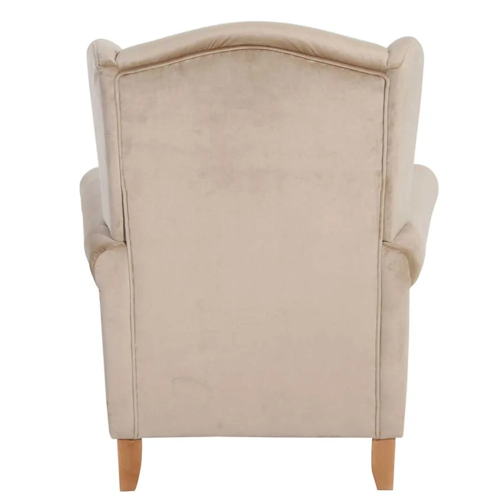 Wohnen Sessel<Landhaus Ohrensessel in Beige und Buche - Passe