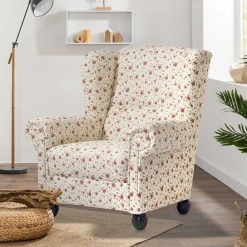 Wohnen Sessel<Landhaus Ohrensessel mit Romantik Blumen Muster - Clean