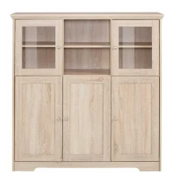 Wohnen Highboards<Landhaus Optik Highboard mit 2 Glastüren - Rienva