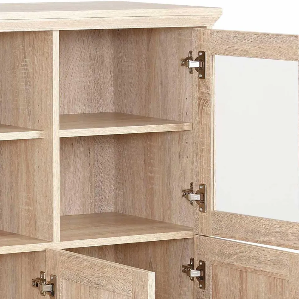 Wohnen Highboards<Landhaus Optik Highboard mit 2 Glastüren - Rienva