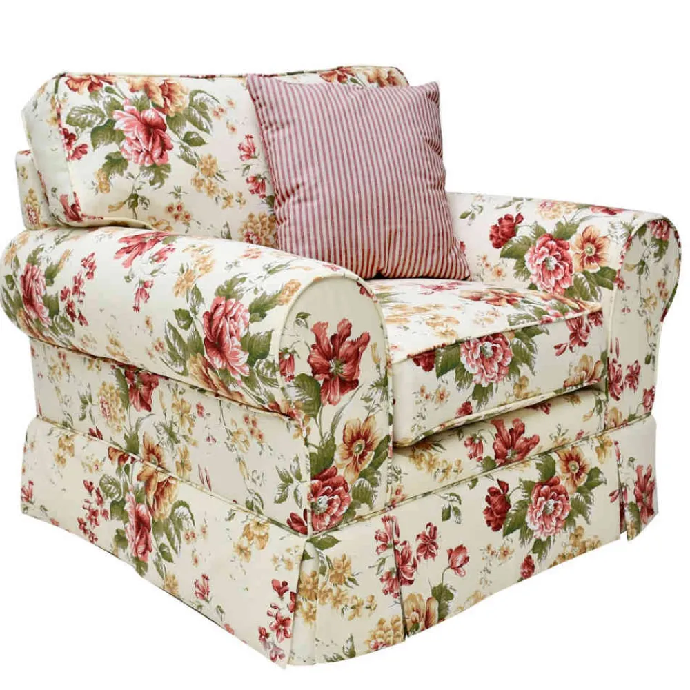 Wohnen Sessel<Landhaus Sessel mit Blumen Muster - Aurelius
