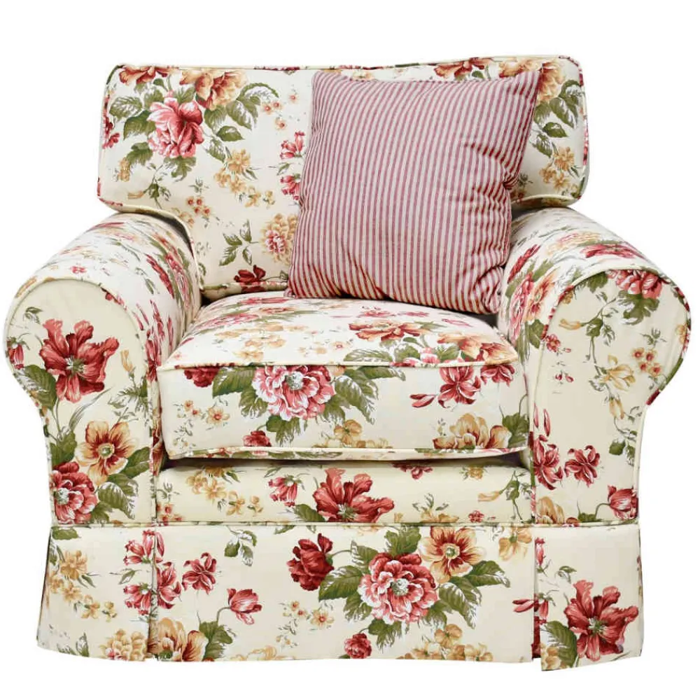Wohnen Sessel<Landhaus Sessel mit Blumen Muster - Aurelius