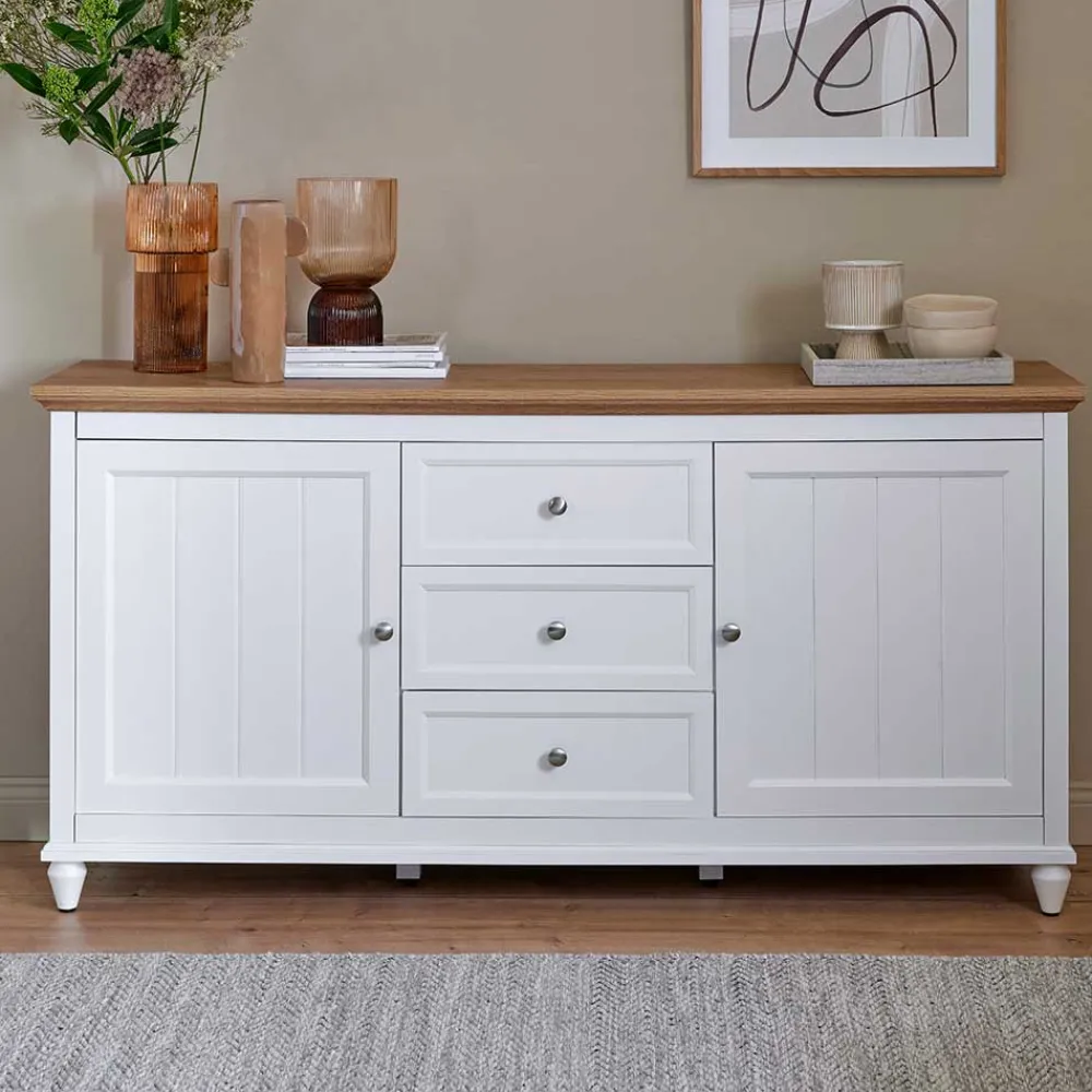 Wohnen Sideboards<Landhaus Sideboard in Weiß und Eiche - Smaly