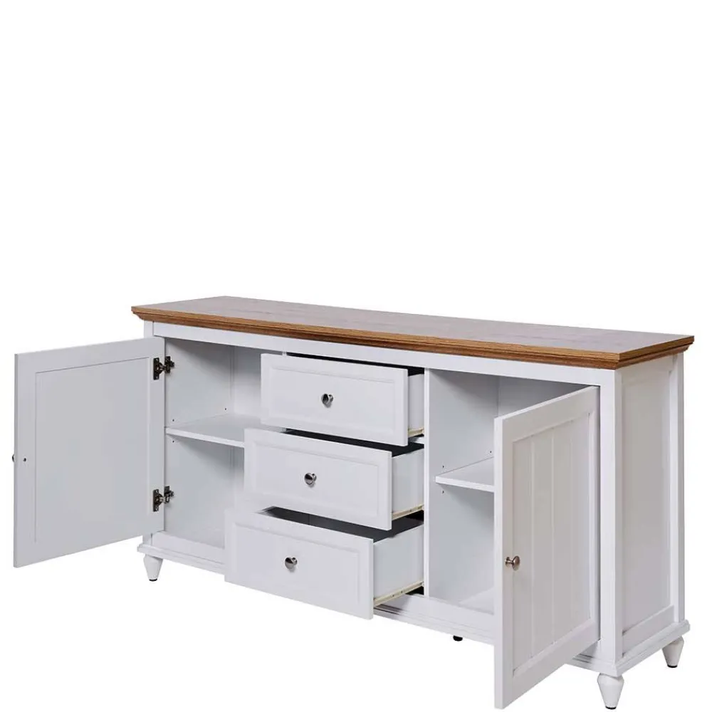 Wohnen Sideboards<Landhaus Sideboard in Weiß und Eiche - Smaly