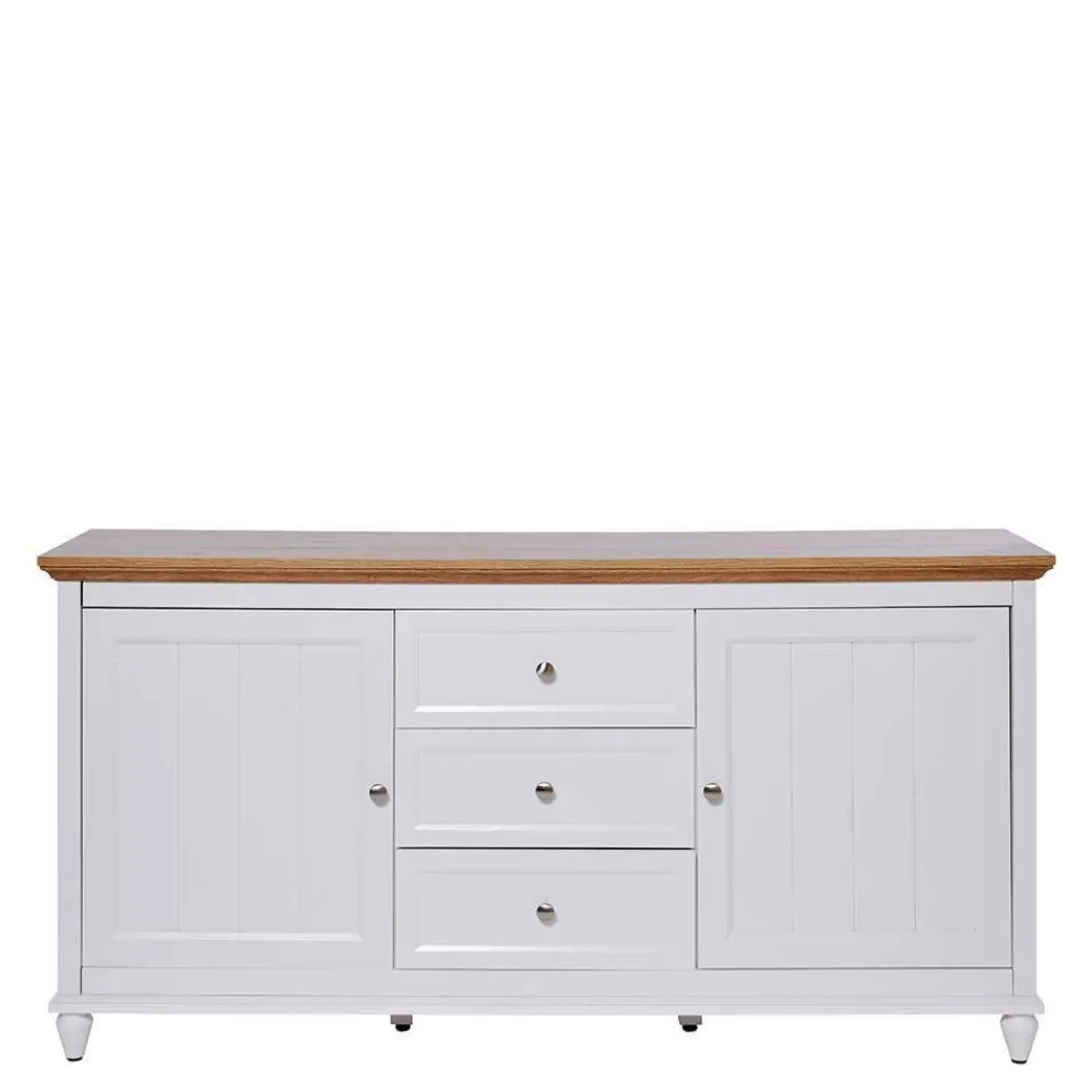 Wohnen Sideboards<Landhaus Sideboard in Weiß und Eiche - Smaly