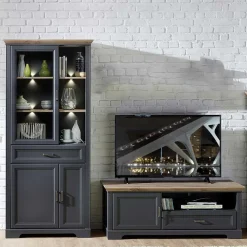 Wohnen Wohnwände<Landhaus TV Board & Vitrine Set - Thumbs (zweiteilig)