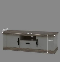Wohnen Lowboards<Landhaus TV Board in Weiß & Pinie Shabby Nedita 156 cm breit