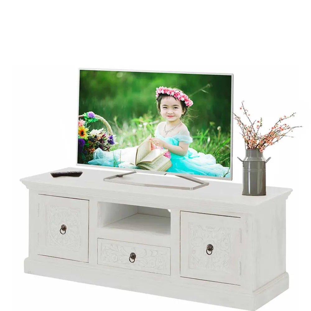 Wohnen Tv & Hifi-Möbel|Lowboards<Landhaus TV Board in Weiß lackiert - Lucos