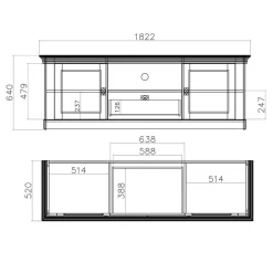 Wohnen Tv & Hifi-Möbel|Lowboards<Landhaus TV Element 183 cm breit - Diatara