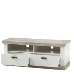 Wohnen Tv & Hifi-Möbel|Lowboards<Landhaus TV Element in Weiß & Pinie Shabby Nedita mit 2 Schubladen