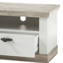 Wohnen Tv & Hifi-Möbel|Lowboards<Landhaus TV Element in Weiß & Pinie Shabby Nedita mit 2 Schubladen