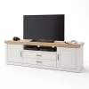 Wohnen Tv & Hifi-Möbel|Lowboards<Landhaus TV Element in Weiß & Eichefarben - Samula
