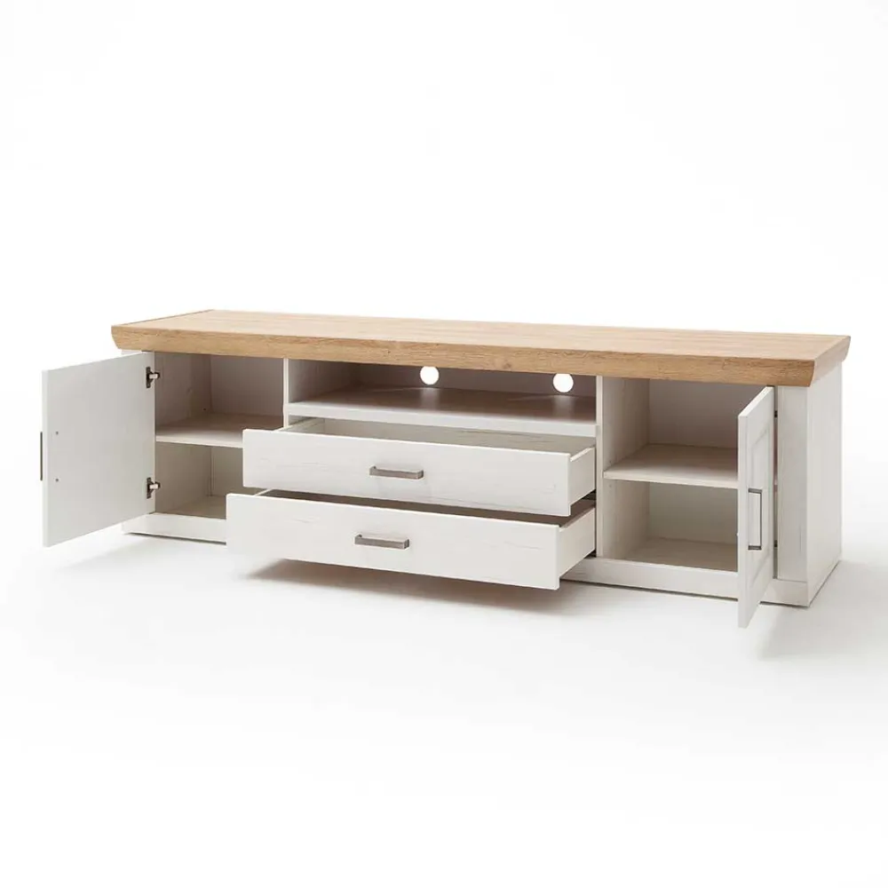 Wohnen Tv & Hifi-Möbel|Lowboards<Landhaus TV Element in Weiß & Eichefarben - Samula