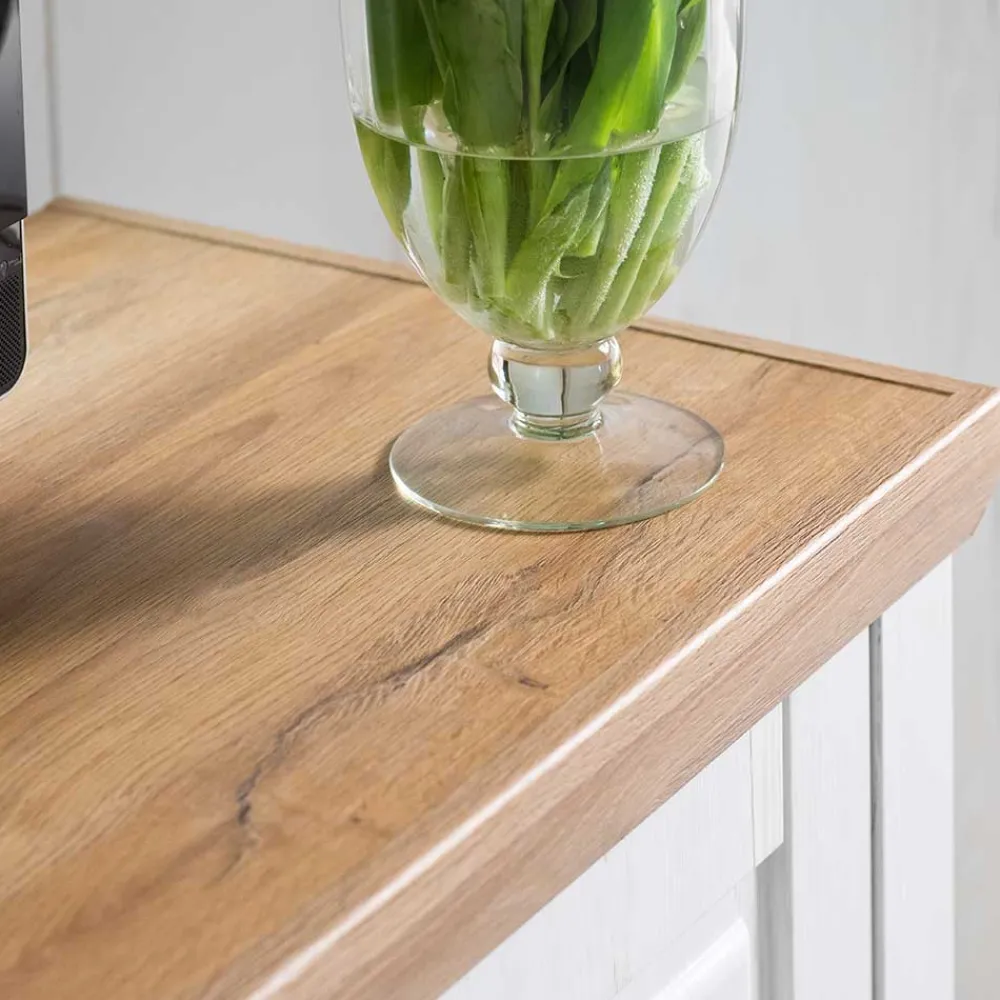 Wohnen Tv & Hifi-Möbel|Lowboards<Landhaus TV Element in Weiß & Eichefarben - Samula
