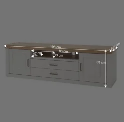 Wohnen Tv & Hifi-Möbel|Lowboards<Landhaus TV Element in Weiß & Eichefarben - Samula