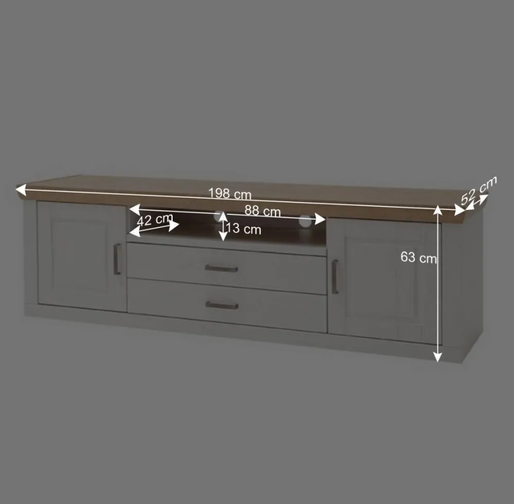 Wohnen Tv & Hifi-Möbel|Lowboards<Landhaus TV Element in Weiß & Eichefarben - Samula