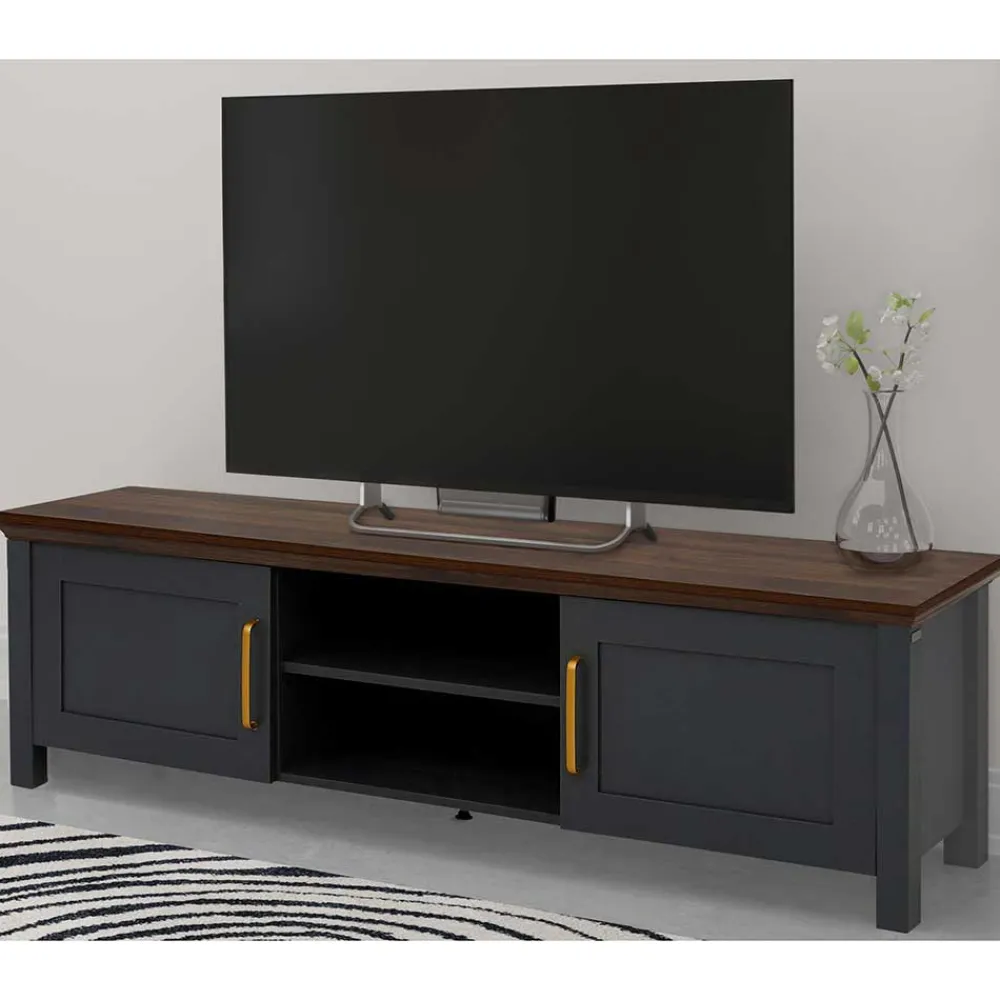 Wohnen Tv & Hifi-Möbel|Lowboards<Landhaus TV-Board in Dunkelgrau - Mivaldana