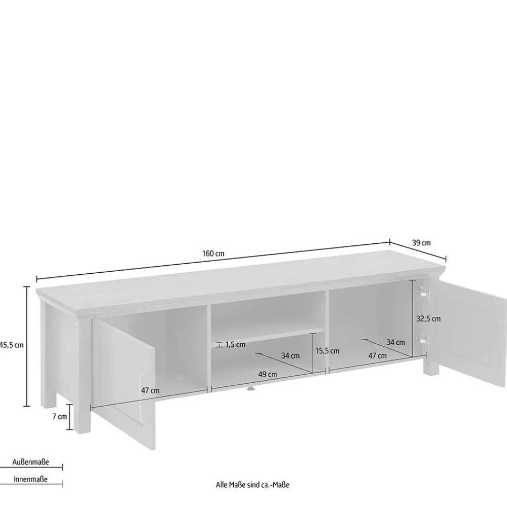 Wohnen Tv & Hifi-Möbel|Lowboards<Landhaus TV-Board in Dunkelgrau - Mivaldana