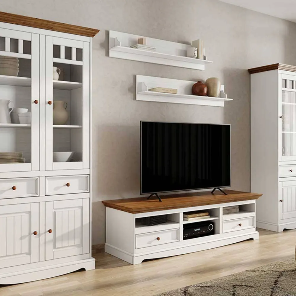 Wohnen Tv & Hifi-Möbel|Lowboards<Landhaus TV-Board in Weiß mit Eiche - Bordona