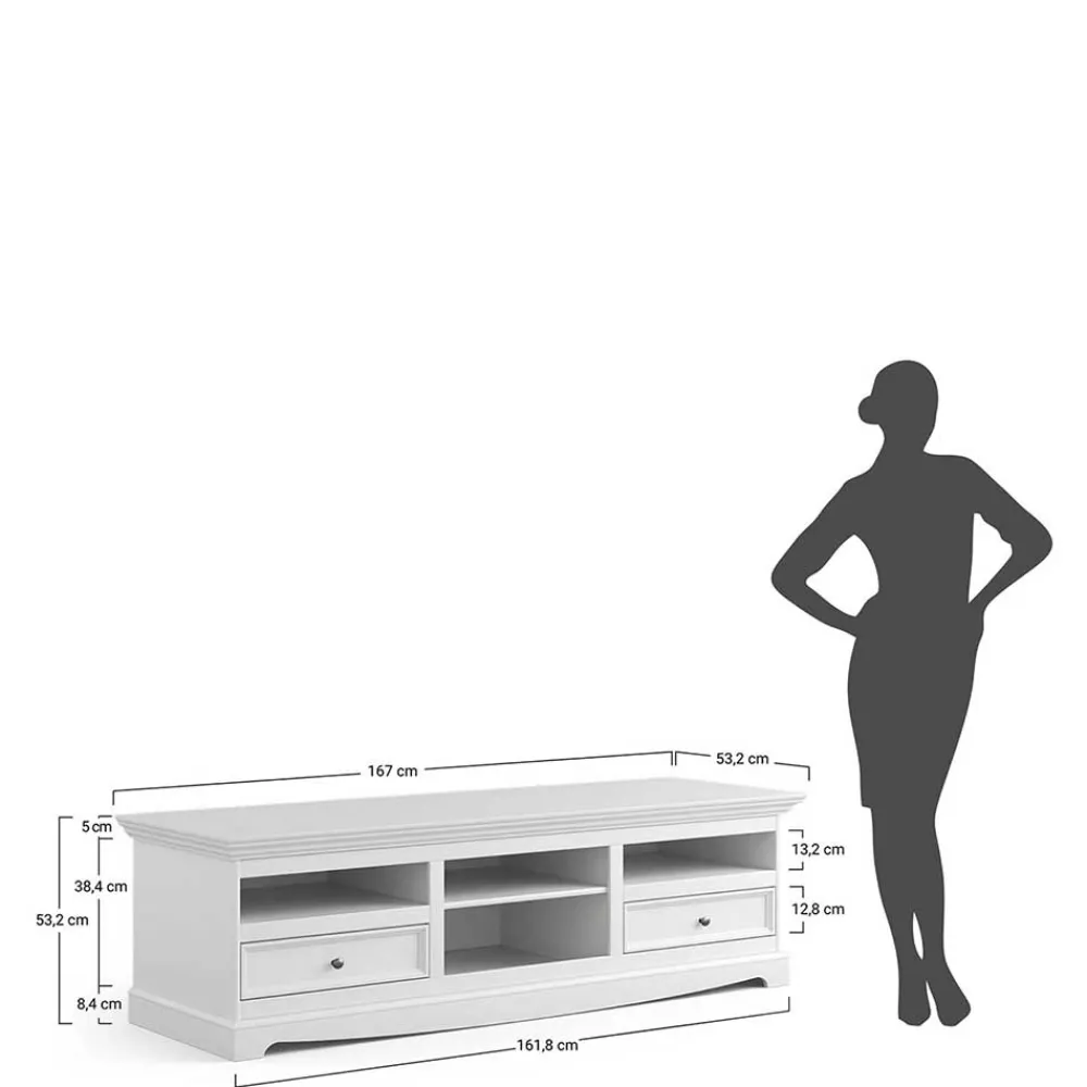 Wohnen Tv & Hifi-Möbel|Lowboards<Landhaus TV-Board in Weiß mit Eiche - Bordona