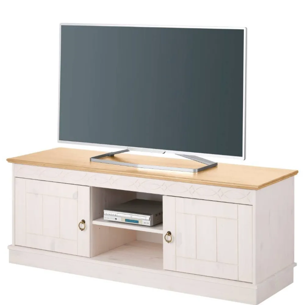 Wohnen Tv & Hifi-Möbel|Lowboards<Landhaus TV-Board in Weiß und Kiefer Honig - Zentra