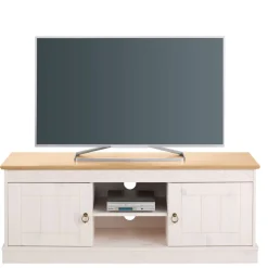 Wohnen Tv & Hifi-Möbel|Lowboards<Landhaus TV-Board in Weiß und Kiefer Honig - Zentra