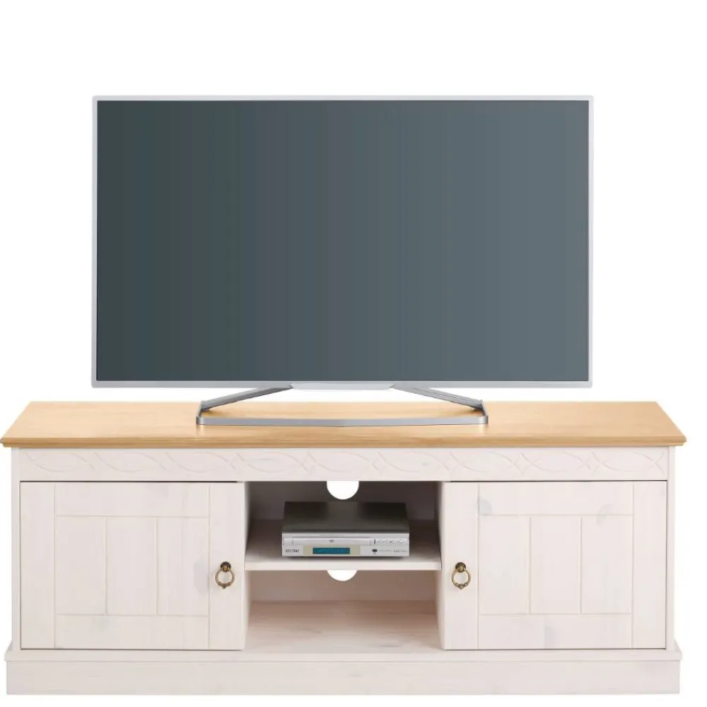 Wohnen Tv & Hifi-Möbel|Lowboards<Landhaus TV-Board in Weiß und Kiefer Honig - Zentra
