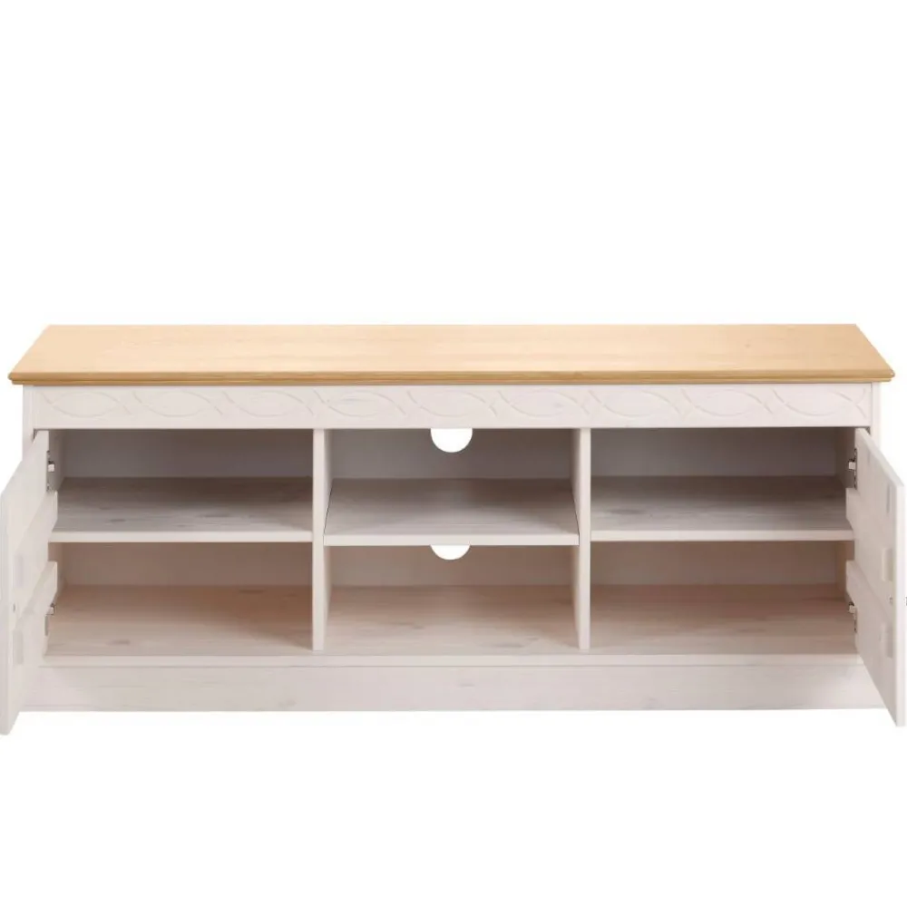 Wohnen Tv & Hifi-Möbel|Lowboards<Landhaus TV-Board in Weiß und Kiefer Honig - Zentra