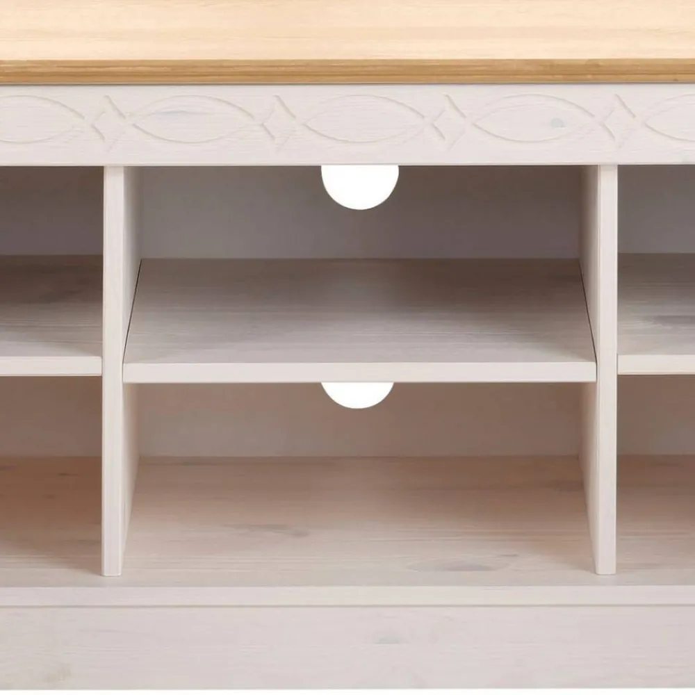 Wohnen Tv & Hifi-Möbel|Lowboards<Landhaus TV-Board in Weiß und Kiefer Honig - Zentra