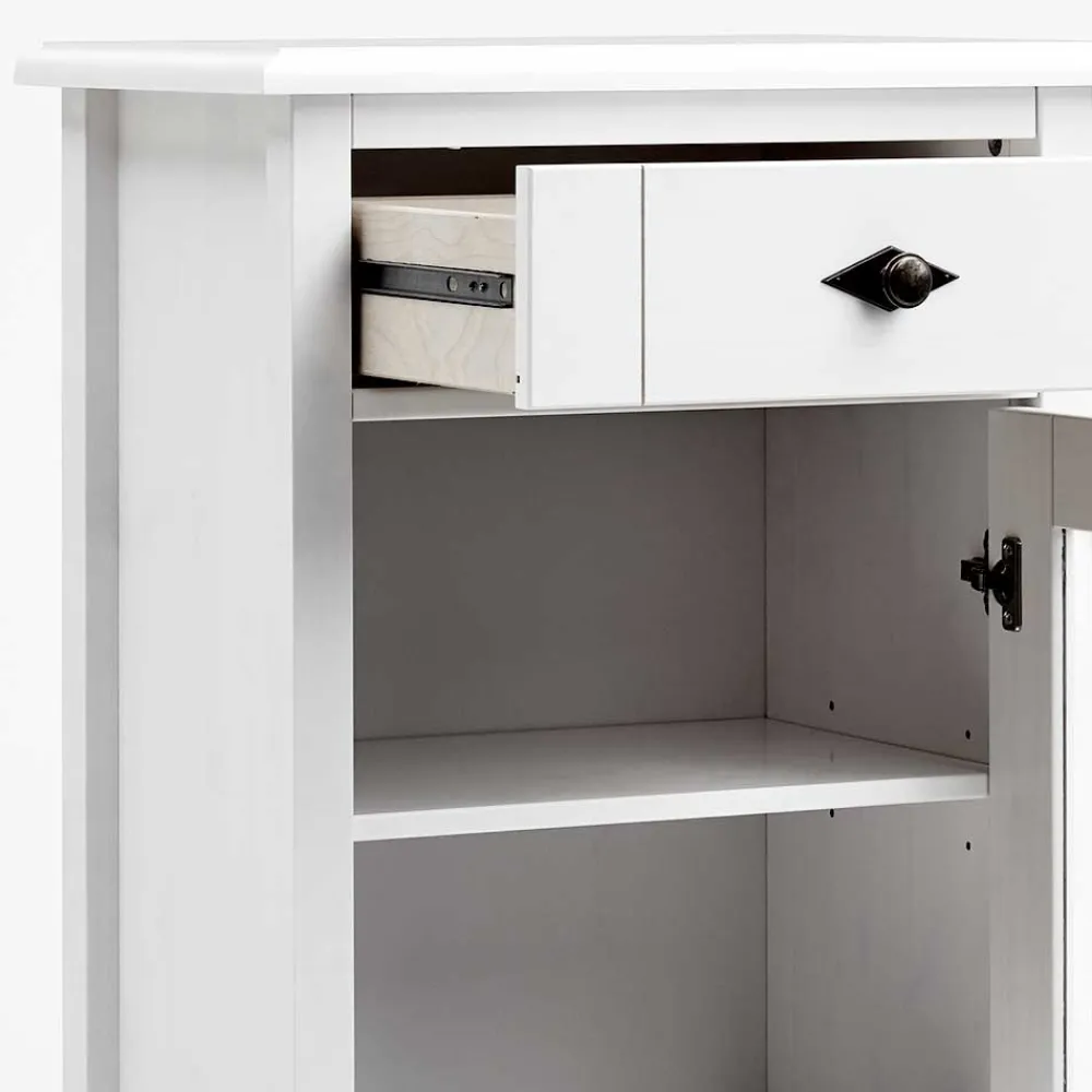 Wohnen Vitrinen|Schränke<Landhaus Vitrine fürs Badezimmer in Weiß - Satumare