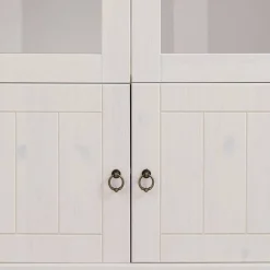 Wohnen Highboards|Vitrinen<Landhaus Vitrine in Weiß und Kiefer Honig - Zentra