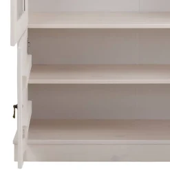 Wohnen Highboards|Vitrinen<Landhaus Vitrine in Weiß und Kiefer Honig - Zentra