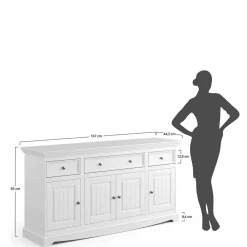 Wohnen Sideboards<Landhausanrichte in Weiß und Nussbaum - Manipur