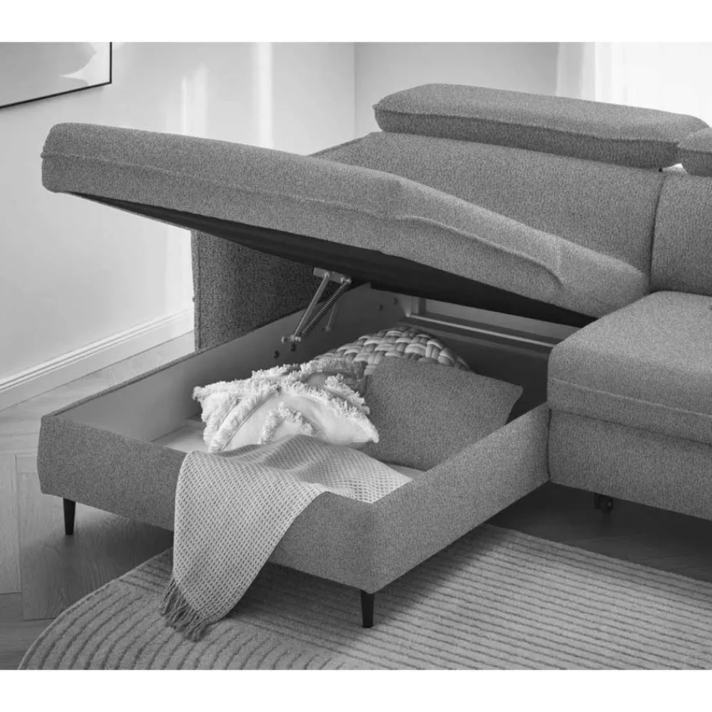Wohnen Betten|Sofas<L-Design Bettsofa in Taupe Stoffbezug - Gravanti