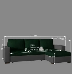 Wohnen Sofas<L-Design Schlafsofa in Hellgrün und Weiß - Ingo