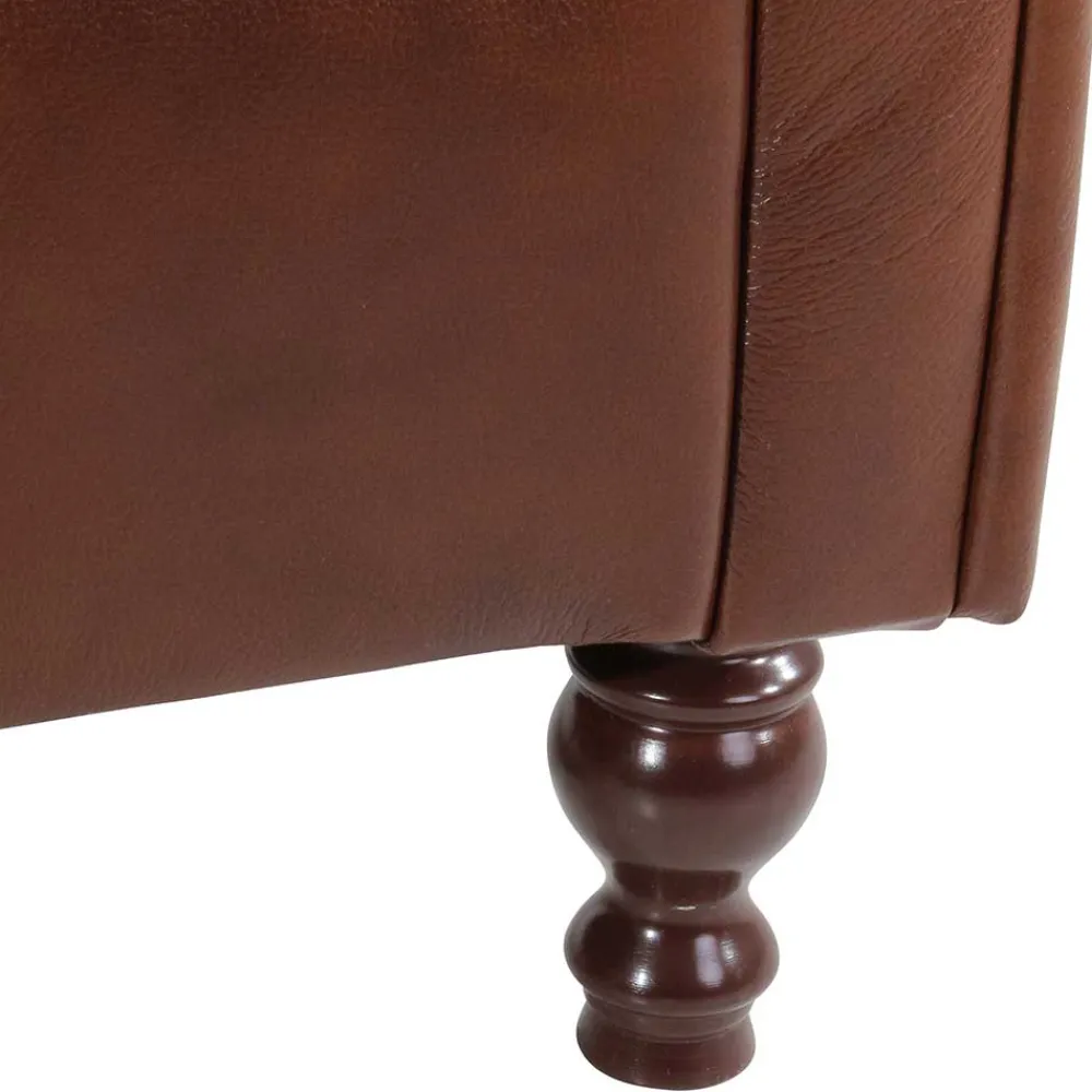 Wohnen Sessel<Leder Ohrensessel in Braun Chesterfield - Karim