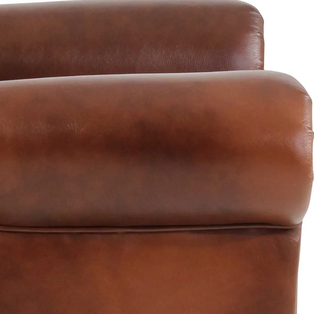 Wohnen Sessel<Leder Ohrensessel in Braun Chesterfield - Karim