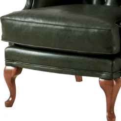Wohnen Sessel<Leder Ohrensessel in Oliv Grün - Chesterfield - Jaiko