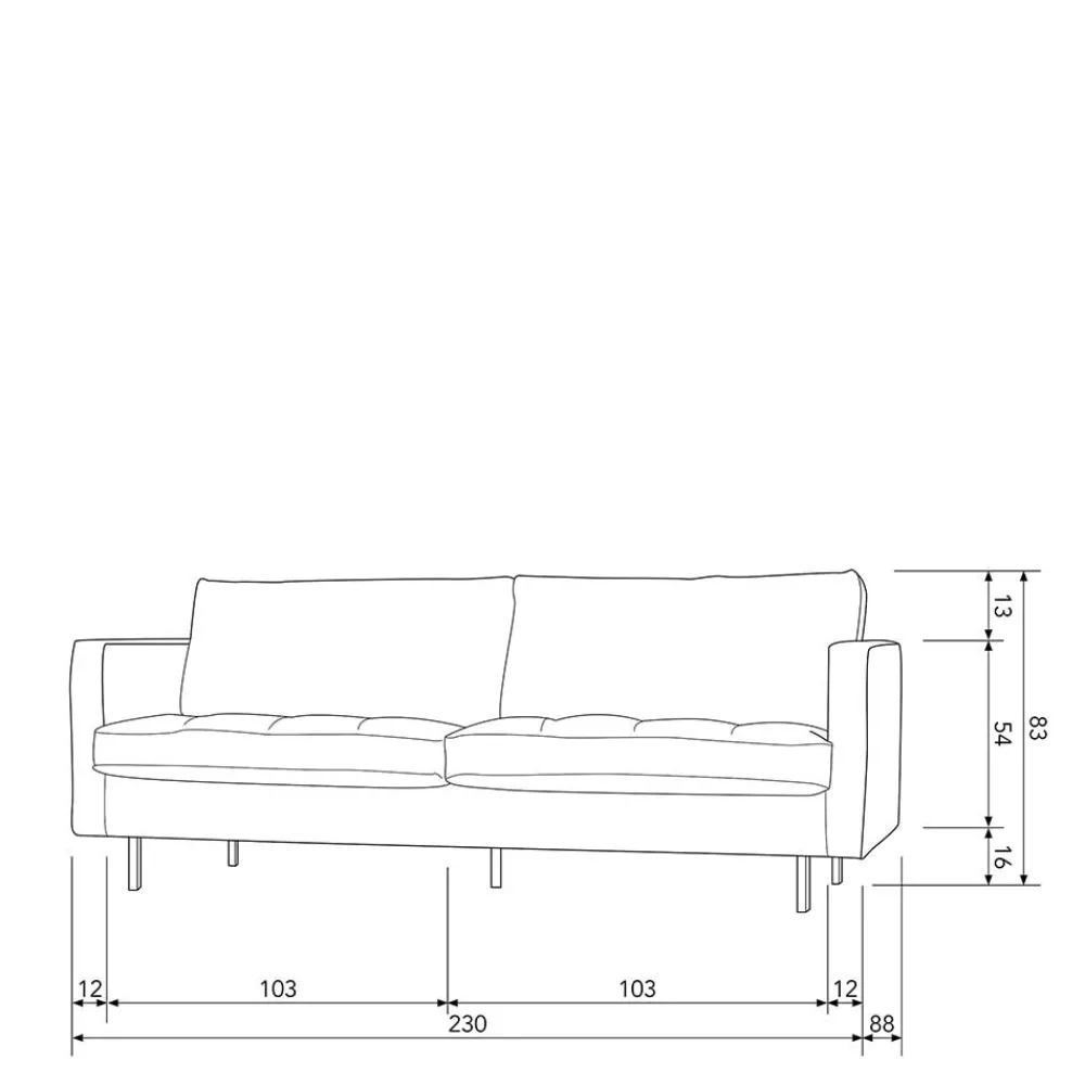 Wohnen Sofas<Leder 3-Sitzer Couch in Braun Cognac - Eterna