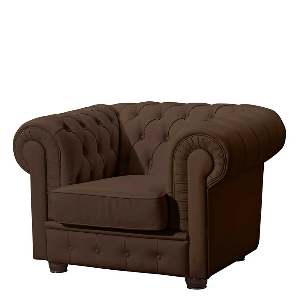 Wohnen Sessel<Leder-Polstersessel im Chesterfield Style - Cementa