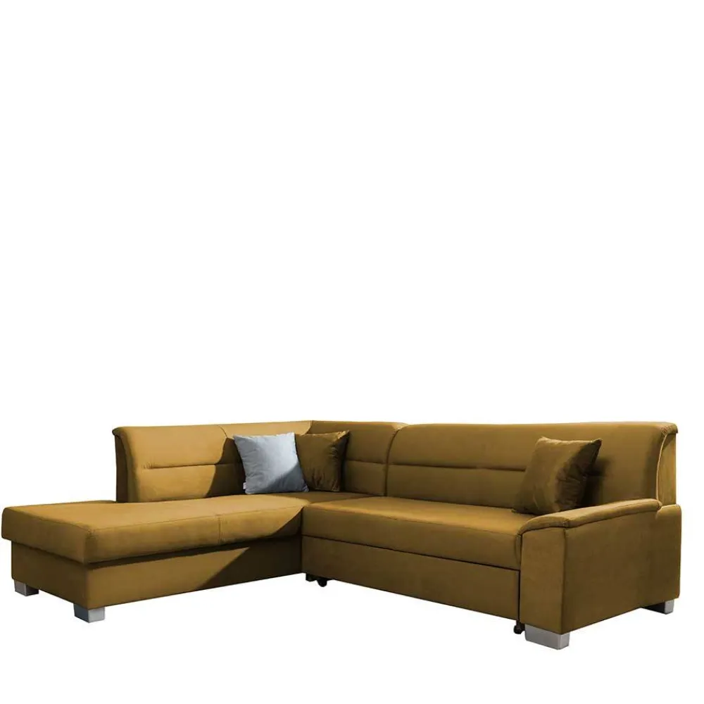 Wohnen Betten|Sofas<L-Form Bettcouch in Senfgelb Samt - Concista