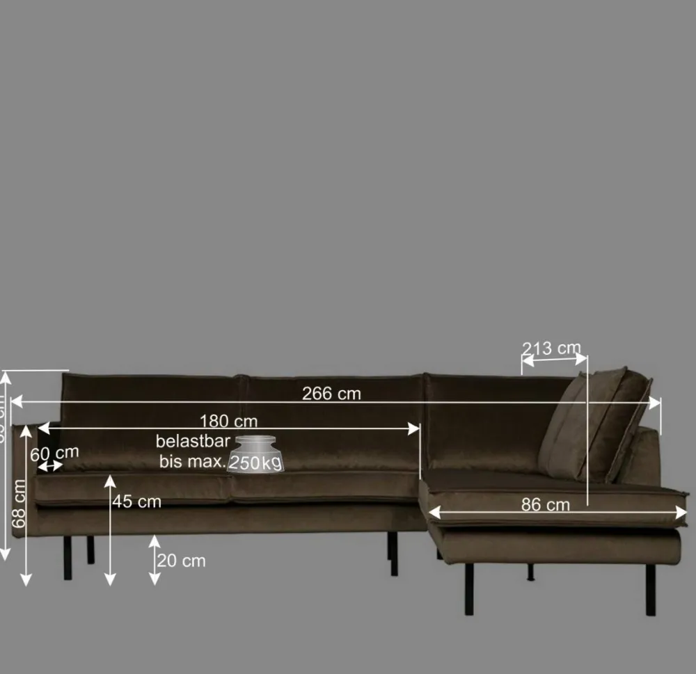 Wohnen Sofas<L-Form Wohnzimmer Sofa in Taupe Samt - Museo
